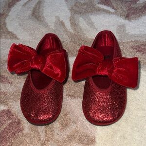 H&M Red Glitter Kids Dress Shoes with Velvet Bow